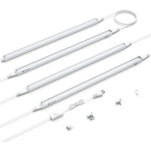 Maygrove Grow Lights for Indoor Plants, Sunlike Full Spectrum 5000K 2FT LED Growing Lamp 60W (4 x 15W), T5 Grow Light Strip for Seed Starting, Vegetables, Linkable, White, 4-Pack, 2FT-White Cover