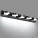SineRise LED Modern Bathroom Vanity Light Fixtures (5-Light, 40-Inch), Matte Black Modern Acrylic Bathroom Wall Lighting Fixtures Over Mirror (Cool White 6000K)