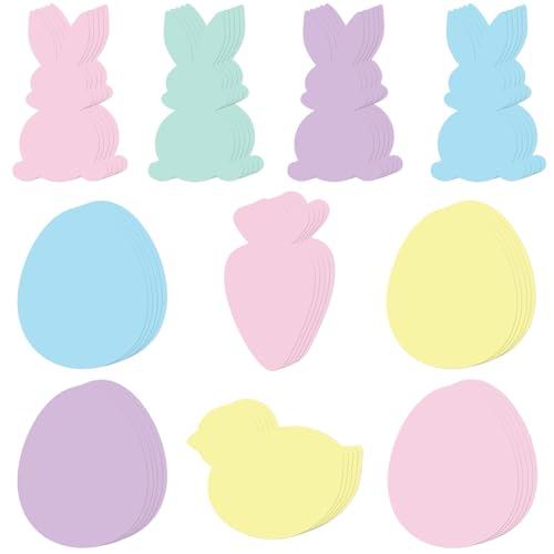 Funrous 80 Pcs Easter Paper Cutouts Pastel Bunny Egg Chick Carrot Cutouts Easter Bulletin Board Decoration with Double-Sided Tape for Spring Holiday Classroom Home DIY Crafts Party Supplies(Mixed)