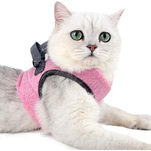 HEYWEAN Cat Harness and Leash - Ultra Light Escape Proof Kitten Collar Cat Walking Jacket with Running Cushioning Soft and Comfortable Suitable for Puppies Rabbits (Medium, Pink)