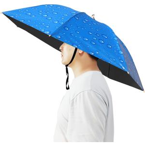 Umbrella Hat, 37-inch Fishing Umbrella Hat Hands-Free Foldable UV Protection Umbrella Cap Adjustable Headwear for Fishing Golf Camping Beach Gardening Sunshade Outdoor
