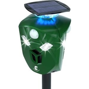 Redeo Ultrasonic Animal Repeller Solar Cat Repellent Outdoor Deer Repellent Devices with 360 Degree Motion Activated Flashing Lights Dog Repellent for Yard, Repel Squirrel Raccoon Skunk Fox & More
