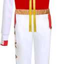 Zombie Girls Costume Kids Character Halloween Cosplay Mesh Top Pants Hooded Coat 3PCS Uniform Outfits (6-7 Years, Red)