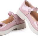 ADAMUMU Toddler Dress Shoes Flower Girl Shoes for Weeding Cute Toddler Mary Jane Shoes Lace Flore Ballet Flat for Walking, Jumping (Single Buckle-pink)