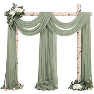 Sage Green Cheesecloth Wedding Arch Drapes - 4 Panels, 20Ft, Backdrop Curtain for Ceremony & Reception Swag Decor Sage Green Cheesecloth Wedding Arch Drapes - 4 Panels, 20Ft, Backdrop Curtain for Ceremony & Reception Swag Decor
