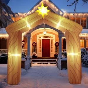 Leyndo Christmas Inflatable Nativity Scene with LED Light, 9.84ft Outdoor Decor, Star of Bethlehem Arch, Jesus Birth, Durable Polyester, Easy Setup