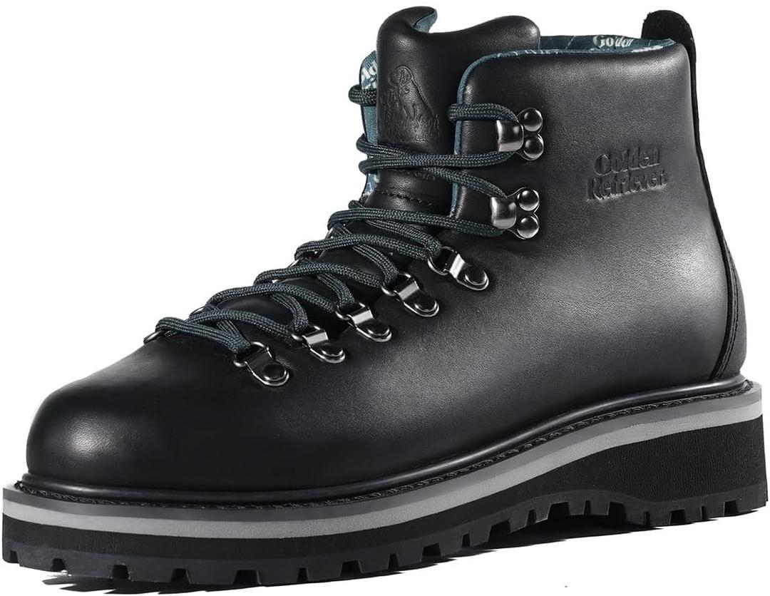 Golden Retriever Mens 6'' Full-Grain Leather Outdoor Hiking Boots CoolMax Lining, Slip-Resistant, Durable All-Terrain Work Style (Size 12, Brown)