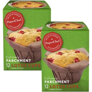 PaperChef - Parchment Lotus Baking Cups - Easy Release, Non-Stick Paper - Decorative Baking Cups, Perfect for Parties, Weddings, and Holidays - 12 count - 2 Pack