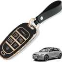 BestEvMod for Ioniq5 Key Fob Cover Accessories,Key Shells with Keychain TPU All-Around Protection Remote Key Case Compatible with 2022-2024 Hyundai Ioniq 5 Accessories (6 Button, Black)