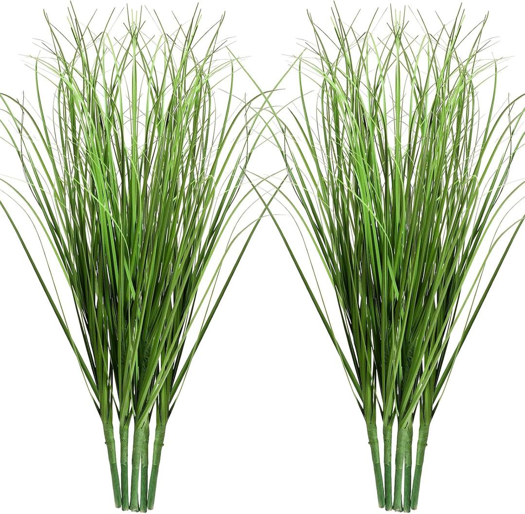 10 PCS Artificial Wheat Grass Plants, 14.6 Inch Faux Shrubs Wheat Grass Greenery Stems with Realistic Look, Fake Tall Grasss for Indoor Outdoor Decor, Artificial Plants for Home Office Garden, Large