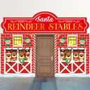 HunnmingRe 3 Pcs 157" Large Christmas Classroom Door Decorations Christmas Reindeer Stables Party Porch Banner Front Door Cover Xmas Background for Office Decorations Photo Background