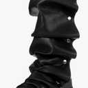 Mid Calf Boots For Women,Fold Over Slouchy Platform Dress Chunky Stacked Round Toe Glitter Metallic Boots Size 10