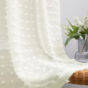 KOUFALL Cream Colored Farmhouse Curtains for Bedroom,Lightweight Unique Trendy Pom Pom Cute Curtains for Kids Room Decor Living Room 63 Inch Length 2 Panels,Off White (52"W x 63"L (Pack of 2))