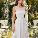 BeryLove Formal Cocktail Dresses Bridesmaid Wedding Guest Short Prom Dress Ruffle Hem Sleeveless Homecoming Lace Gowns (White, XS)