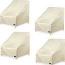 NettyPro Patio Chair Covers for Outdoor Furniture 4 Pack, Waterproof Heavy Duty Lawn Patio Furniture Cover Deep Seat Dining Chair Covers, 30W x 33D x 34H inches, Beige