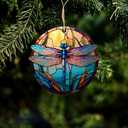 10 x Dragonfly Ornaments, 2D Flat Printed Christmas Ornaments Dragonfly Decor for Home, Dragonfly Christmas Tree Ornaments, Round Dragonfly Ornaments for Dragonfly Lover 3.5 Inches