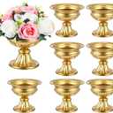 Ziliny 8 Pcs Gold Vases for Wedding Centerpieces 6.38 Inch Tall Metal Compote Vase Bulk Gold Trumpet Vase Flower Holder Wedding Table Centerpieces Decor for Wedding Party Anniversary Home Decor