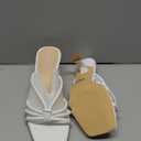 Women's Strappy Square Open Toe Kitten Heels Sandals Knotted Design Summer Fashion Slip On Mule Style (6, White Pu)