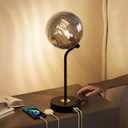 M14-2 Metro Sphere Glass Table Lamp - Mid Century Modern Night Stand Lamp with 3-Way Dimmable, USB Charging Ports, Minimalist Decorative Lamps for Living Room, Bedroom, Home Decor