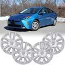 Set of 4 15inch Hubcaps Wheel Covers for 2016-2022 Toyota Prius & 17-22 Prius Prime & 2020-2024 Corolla Hybrid, ABS+PC Plastic Snap-on Hubcap Replacement 15'' Silver OEM#42611-47441