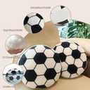 Soccer Ball Plush Pillow, Round Fluffy Flannel Throw Cushion, Sports Style Room Decor, Soccer Gifts for Boys 8-12, Decor for Bedroom Sofa Playroom(1 Pcs)