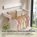 Wall Mounted Clothes Drying Rack Collapsible, Pure Stainless Steel Folding Laundry Drying Rack for Indoor Outdoor Use, Heavy Duty Wall Mounted Clothes Rack White, 80cm x 40cm x 10.5cm