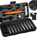 BESTNULE Upgrade Roll Pin Punch Set, Punch Set with Replaceable Face Hammer, Punch Tools, Made of Solid Material, Ideal for Maintenance (With Bench Block and Pivot Pin Tool)
