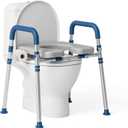 Toilet Seat Risers for Seniors, Raised Toilet Seat with Padded Handles & Seat, 400 LBS Raised Toilet Seat with Adjustable Height & Width for Pregnant, Disabled, Handicapped,(Blue)