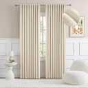 MIULEE Beige Faux Linen Blackout Curtain 90 Inch Long 2 Panels Set Rod Pocket/Back Tab/Pinch Pleated Room Darkening Textured Black Out Track Drapes for Bedroom Living Room