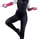 MARVEL Spider-Gwen Official Adult Zentai Halloween Costume - Hooded Spandex Jumpsuit with Printed Design and Pull On Mask Medium