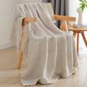PHF 100% Cotton Waffle Weave Throw Blanket, Soft Lightweight Breathable Cozy Summer Throws for Couch Bed Sofa, Luxury Aesthetic Woven Blanket for Home Decor & Office, 50"x60", Oatmeal