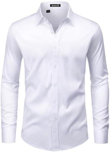 ROUWELL Men’s Wrinkle Free Dress Shirts Regular Fit Long Sleeve Non Iron Business Casual Wedding Stretch Button Down Shirt 2XL