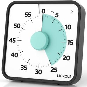 LIORQUE 60 Minute Visual Timer for Kids and Adults, Non-Ticking 7.5 Inch Large Visual Countdown Timers for Classroom Desk Countdown Clock with Magnetic Backing, Kids Pomodoro Timer Clock (Green)