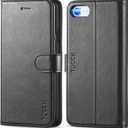 TUCCH Case Wallet for iPhone SE 2022/ iPhone 7/8/iPhone SE 2020, PU Leather 3 Card Slots Stand Magnetic Flip Folio Cover TPU Shockproof Inner Shell, Black