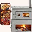 Tent Stove Wood Stove with Oven – 2-in-1 Dual-Use Outdoor Camping Oven for Tent Cooking, Stainless Steel High Temperature Stove, Glass Door, Anti-Slip Feet, Full Accessories