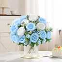 MARTINE MALL 2 Packs Peonies Artificial Flowers, Mixed White Blue Artificial Peonies, Silk Peonies Flowers Fake Peonies Artificial Peony Flowers for Centerpiece Table Wedding Party Home Decor