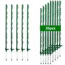 25Pack,48 Inch Heavy Duty Electrical Fence Post - UV Resistant Plastic Fence Posts for Livestock, Garden & Pasture, Easy Installation No Dig (Green)