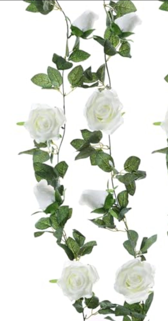 Felice Arts 1 Pack Cream Artificial Rose Vine Each 6FT Fake Rose Garland Hanging Flower Garland for Wedding Arch Table Arrangement Garden Swing Teepee Decor