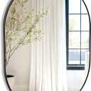 Oval Black Bathroom Mirror,24 x 36 Inch Wall Vanity Modern Tempered Glass Mirror for Over Sink,Bedroom,Living Room,Entryway