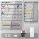 IDEATECH Calendar 2025 Planner for Fridge & Wall, Acrylic Magnetic Calendars for Refrigerator, Clear Monthly Dry Erase Board to Do List WhiteBoard, Kitchen Menu Board Meal Planner(2 Pack, Black)
