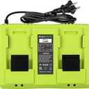 Replacement for Ryobi 40V Battery Charger, OP402 Dual Port Fast Charging Station with USB & Type-C - Compatible with OP4026 OP4050 OP4050A OP4040 OP4060 OP4015 40 Volt Lithium Batteries