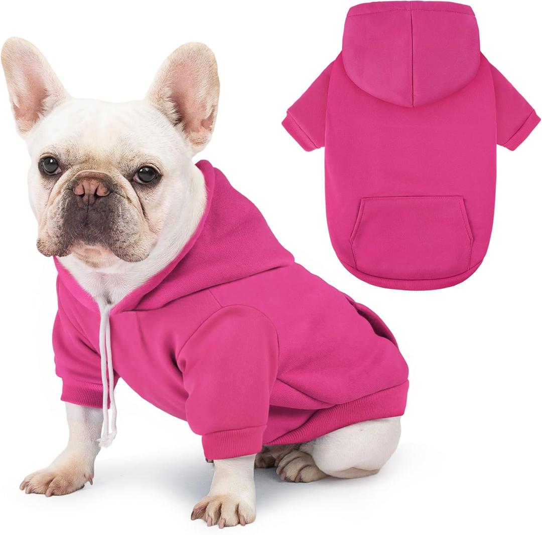 BAOBICUTE Dog Basic Hoodie Soft Dog Clothes Cold Weather Sweaters for Medium Large Dogs Cozy Fabric Warm Sweatshirt with Leash Hole (Rose Pink, L (Back: 20.47",Chest: 28.35", Neck: 21.26"))