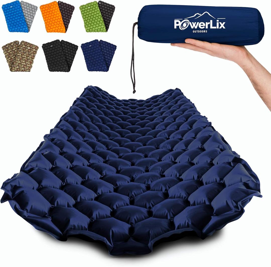 POWERLIX Ultralight Camping Sleeping Pad with Inflation Bag Compact Lightweight Camping Pad, Outdoor Backpacking Hiking Traveling Airpad Camping Air Mattress Sleeping Mat (Navy Blue)