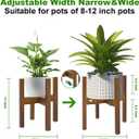Rnined Adjustable Plant Stand Indoor,Bamboo Mid Century Modern Plants Stands, Stable Plant Holder,Fit 8 9 10 11 12 inch Pots (Pot & Plant Not Included)