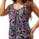 Yonique Womens Blouson Tankini Top No Bottom Loose Fit Swim Top Modest Tank Top Colorful Paisley XL