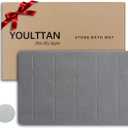 Stone Bath Mat 24"x16" - Diatomaceous Earth Shower Mat, Quick Dry, Anti-Slip, Modern Design with Bonus Non-Slip Pad - Perfect for Home Safety and Style,Gray,Straight