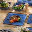 Melamine Dinnerware Sets, 12 Pcs Square Plates and Bowls Sets of 4, Unbreakable Dishes Set for Outdoor Use, Lightweight Dishware Set for Camping,Patio and RV, Dishwasher Safe, Navy Blue