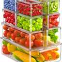 KEMETHY 11 Pack Refrigerator Organizers and Storage, Stackable Fridge Organizer Bins, BPA-Free Clear Plastic Fruit Storage Containers for Fridge, Kitchen, Fruits, Drinks, Produce, Vegetable