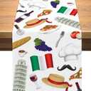 Vohado Italy Table Runner Italian Themed Dinner Birthday Party Decoration Red White and Green Dining Room Home Kitchen Island Decor (13" x 72")