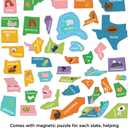 COMIX Magnetic Dry Erase Board, Educational Jigsaw Puzzle Board for Kids, 26" x 17" Adhesive 42 State USA Map Puzzle for Kids at Home Student Classroom